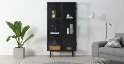 Vitrina Marden – Gris carbón y cristal