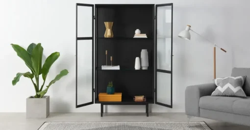 Vitrina Marden – Gris carbón y cristal