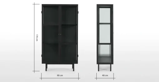 Vitrina Marden – Gris carbón y cristal