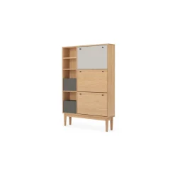Zapatero ancho Campton – Roble y gris