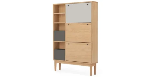 Zapatero ancho Campton – Roble y gris