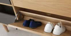 Zapatero ancho Campton – Roble y gris