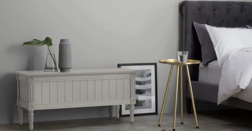 Banco otomana vintage Bourbon – Gris