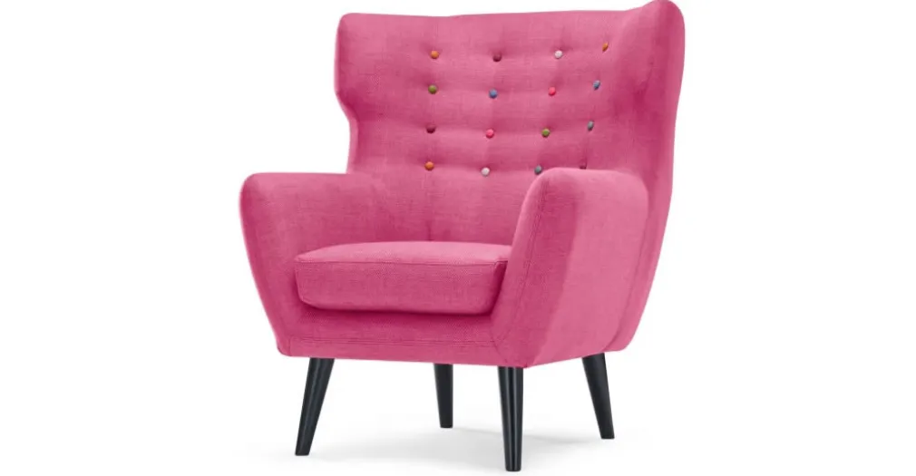 Butaca Kubrick – Rosa Chicle Con Botones de Colores