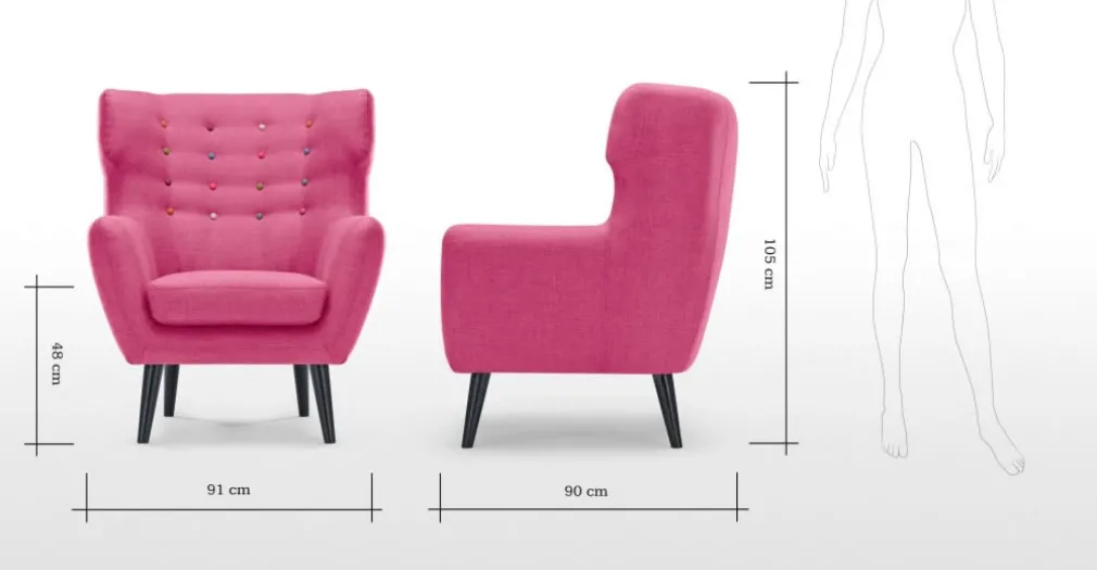 Butaca Kubrick – Rosa Chicle Con Botones de Colores