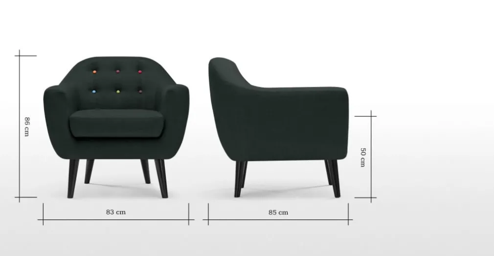 Butaca Ritchie – Gris Antracita Con Botones de Colores