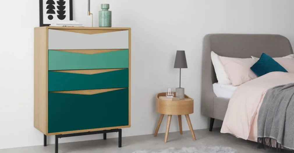 Cómoda Alta Louis – Roble y Verde