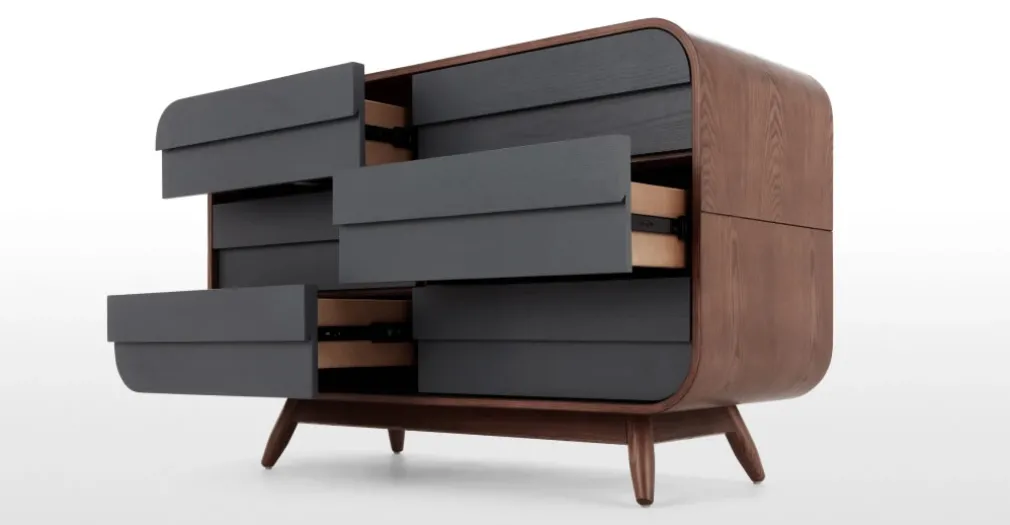 Cómoda Ancha Esme – Fresno Oscuro y Gris