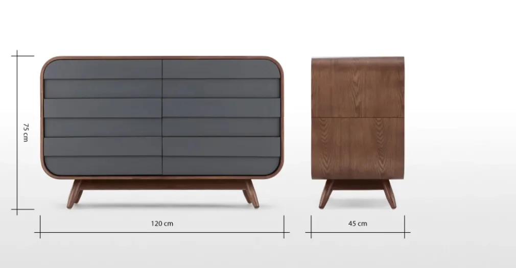 Cómoda Ancha Esme – Fresno Oscuro y Gris