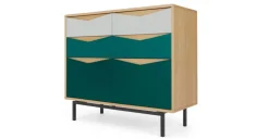 Cómoda Ancha Louis – Roble y Verde