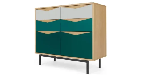 Cómoda Ancha Louis – Roble y Verde