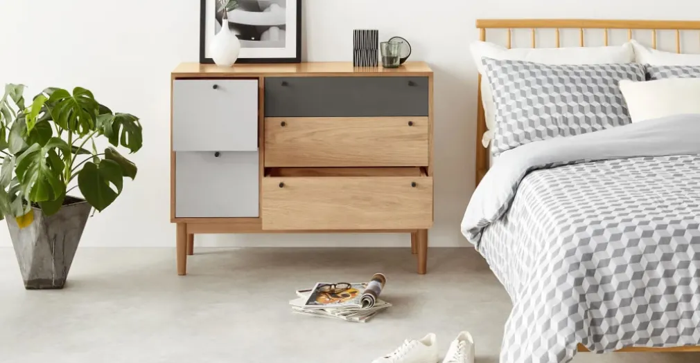 Cómoda Campton – Roble y Gris