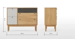 Cómoda Campton – Roble y Gris