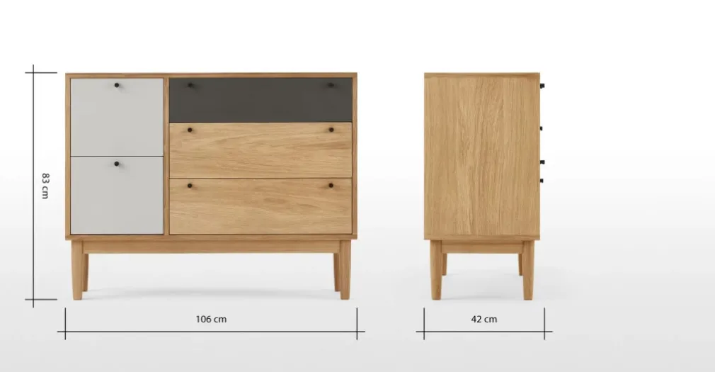 Cómoda Campton – Roble y Gris