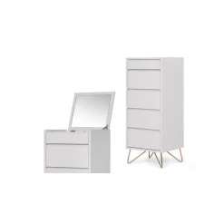 Cómoda Tocador Elona – Gris y Cobre