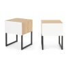 Conjunto de 2 mesitas de noche Hopkins – Efecto roble y blanco