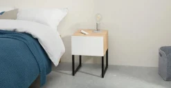 Conjunto de 2 mesitas de noche Hopkins – Efecto roble y blanco