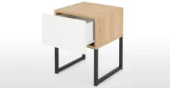 Conjunto de 2 mesitas de noche Hopkins – Efecto roble y blanco