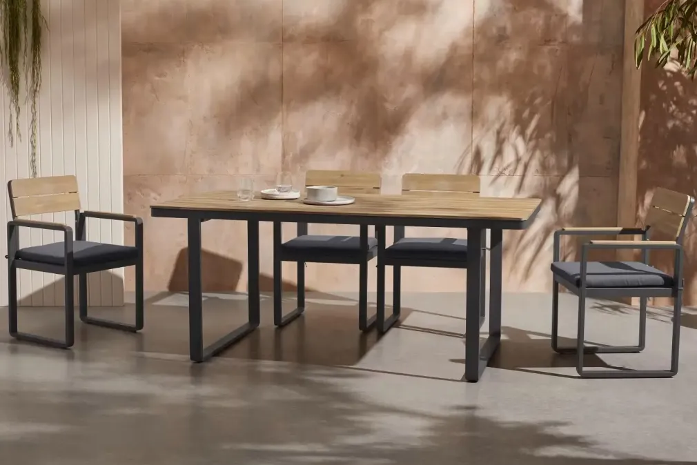 Conjunto de Comedor Topa – Efecto Pino y Gris