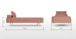 Diván Asare – Rosa y Acero Inoxidable