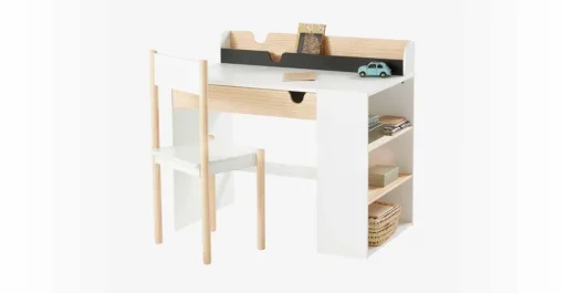 Escritorio Baker School con Estantes – Blanco