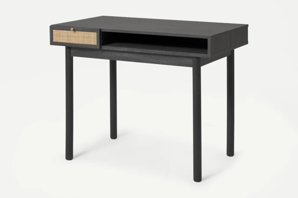 Escritorio Compacto Pavia – Black y Ratán