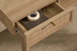 Escritorio Compacto Pavia – Natural Oak y Ratán