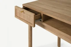 Escritorio Compacto Pavia – Natural Oak y Ratán