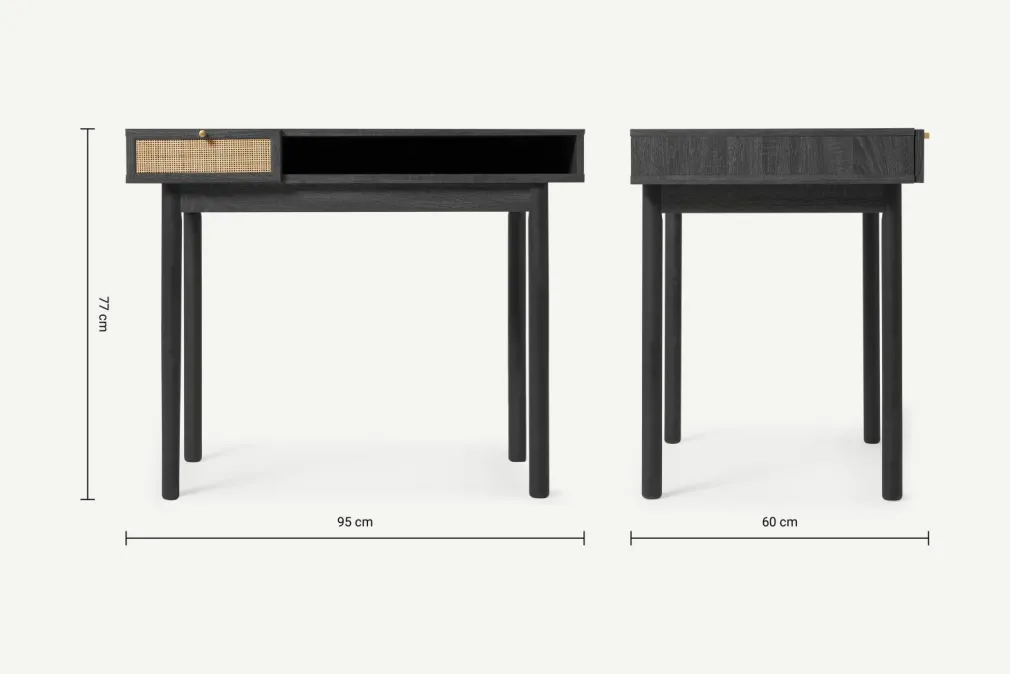 Escritorio Compacto Pavia – Black y Ratán