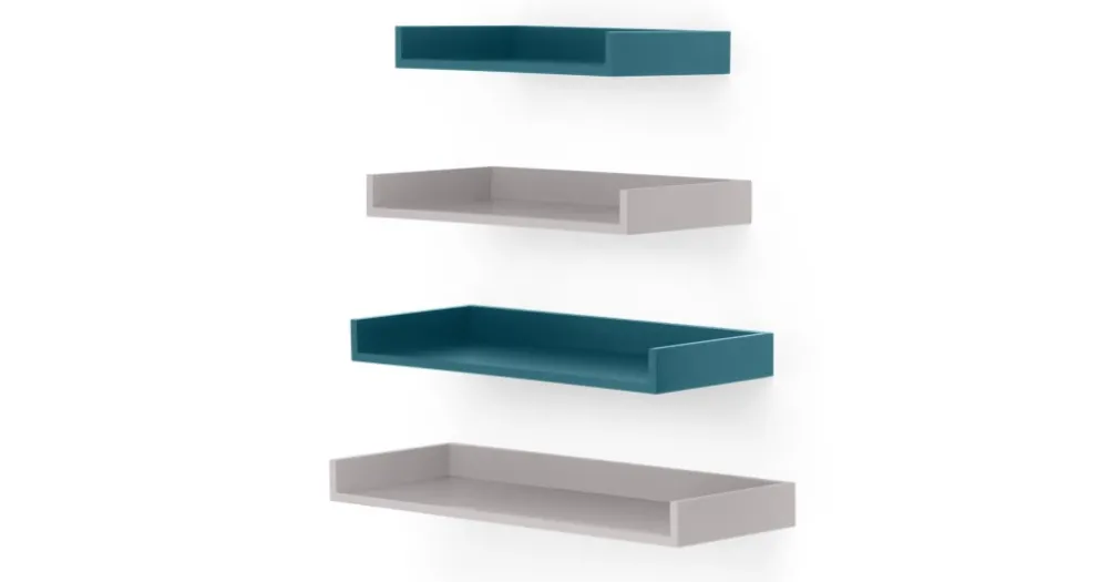 Juego de 4 estantes de pared Yumi – Gris y azul