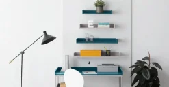 Juego de 4 estantes de pared Yumi – Gris y azul