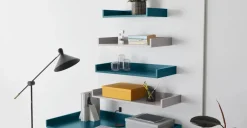 Juego de 4 estantes de pared Yumi – Gris y azul