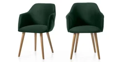 Juego de 2 sillas carver de respaldo alto Lule – Roble y terciopelo verde pino