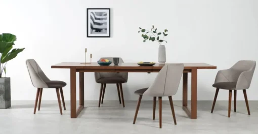 Juego de 2 sillas carver de comedor Lule – Terciopelo gris claro y gris oscuro