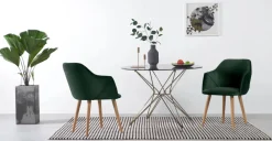 Juego de 2 sillas carver de respaldo alto Lule – Roble y terciopelo verde pino