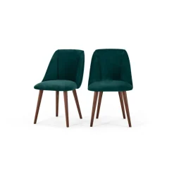 Juego de 2 sillas de comedor Lule – Terciopelo azul espuma de mar