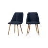 Juego de 2 sillas de comedor Lule – Terciopelo azul real y roble