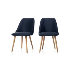 Juego de 2 sillas de comedor Lule – Terciopelo azul real y roble