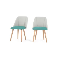 Juego de 2 sillas de comedor Lule – Verde esmeralda y gris granizo