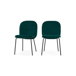Juego de 2 sillas de comedor Safia – Terciopelo azul espuma de mar