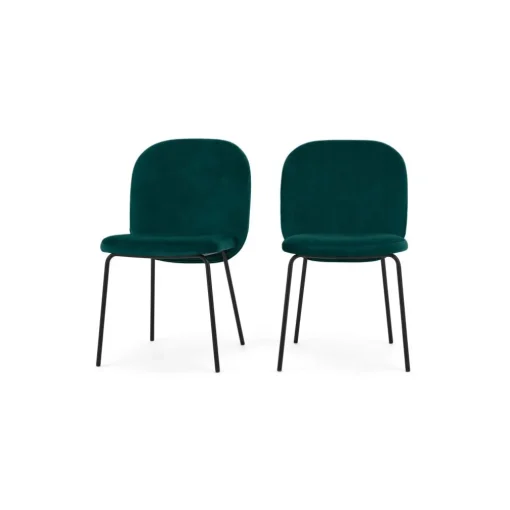 Juego de 2 sillas de comedor Safia – Terciopelo azul espuma de mar