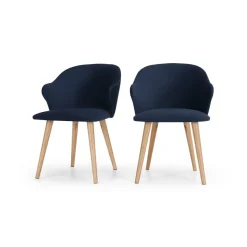 Juego de 2 sillas de comedor Sigrid – Terciopelo azul real y roble