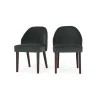 Juego de 2 sillas de comedor Alec – Terciopelo gris medianoche y patas de madera teñida