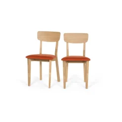 Juego de 2 sillas de comedor Jenson – Roble y naranja retro