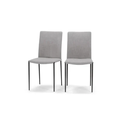Juego de 2 sillas de comedor Braga – Gris perla con patas negras