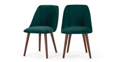 Juego de 2 sillas de comedor Lule – Terciopelo azul espuma de mar