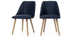 Juego de 2 sillas de comedor Lule – Terciopelo azul real y roble