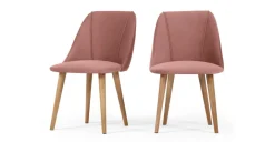Juego de 2 sillas de comedor Lule – Terciopelo rosa palo