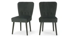 Juego de 2 sillas de comedor Charley – Terciopelo gris medianoche y negro