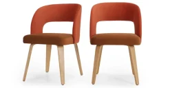 Juego de 2 sillas de comedor Enid – Terciopelo naranja y dorado